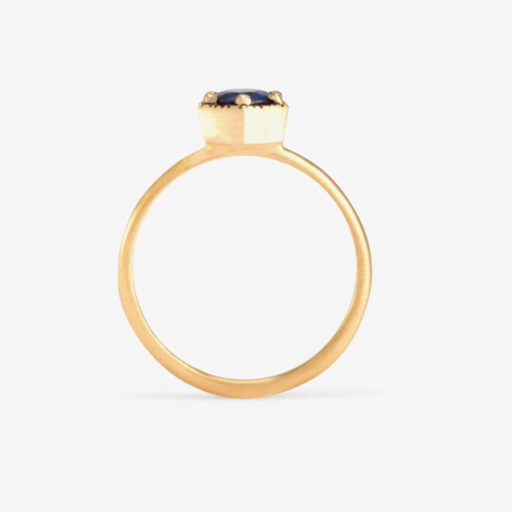 Satomi Kawakita Sapphire Hexagon Solitaire Ring - Picture 3 of 9